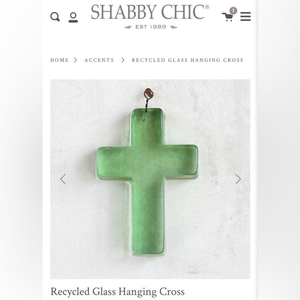 Rachel Ashwell Shabby Chic RARE Recycled Glass Hanging Cross